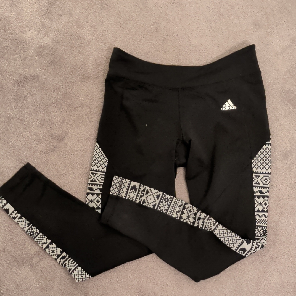 Adidas Women's Black Leggings with Geometric Design